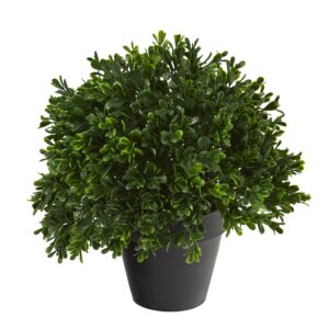 10 Inch Boxwood Topiary Plant UV Resistant Indoor Outdoor Realistic Greenery