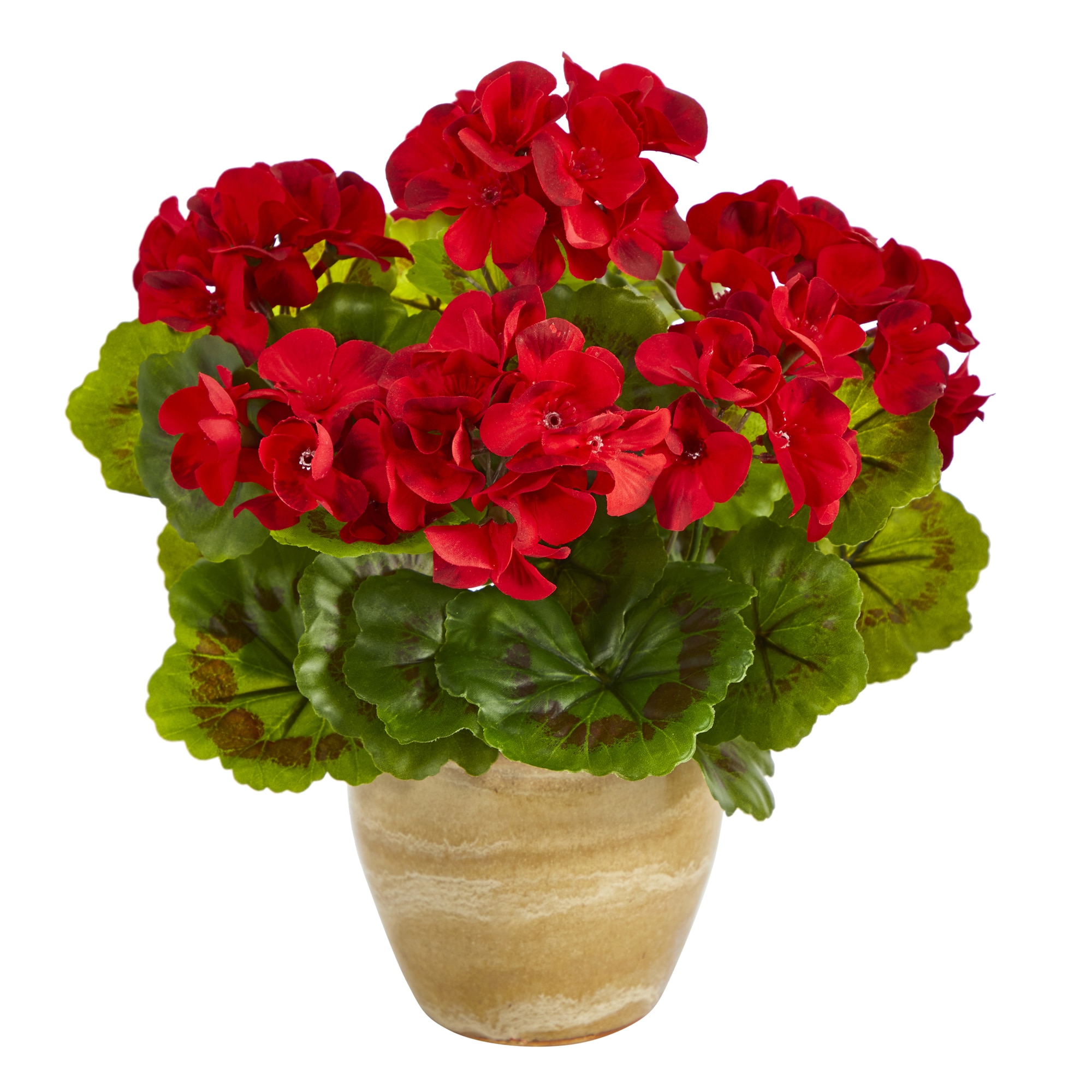 11 Inch UV Resistant Artificial Geranium Plant in Ceramic Planter Indoor