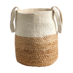 12.5 Inch Handmade Natural Jute and Cotton Basket Planter Rustic Decor