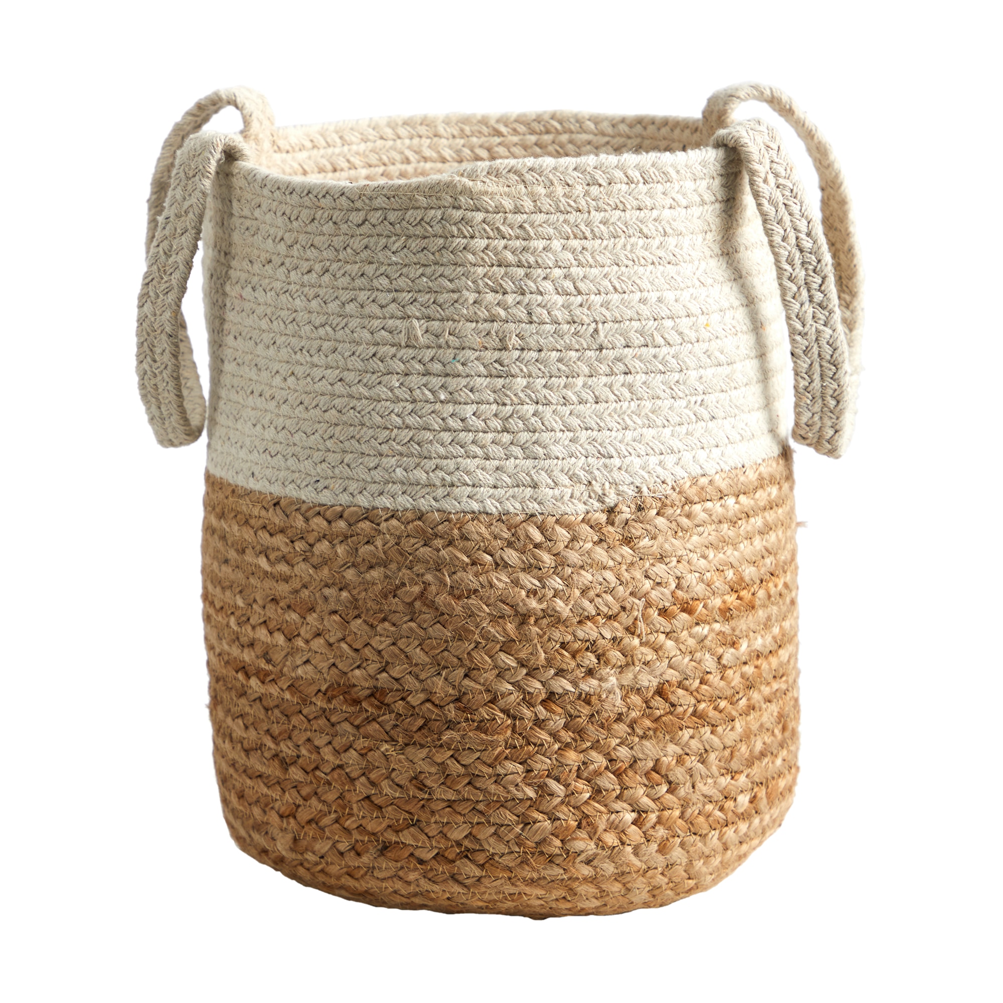 12.5 Inch Handmade Natural Jute and Cotton Basket Planter Rustic Decor