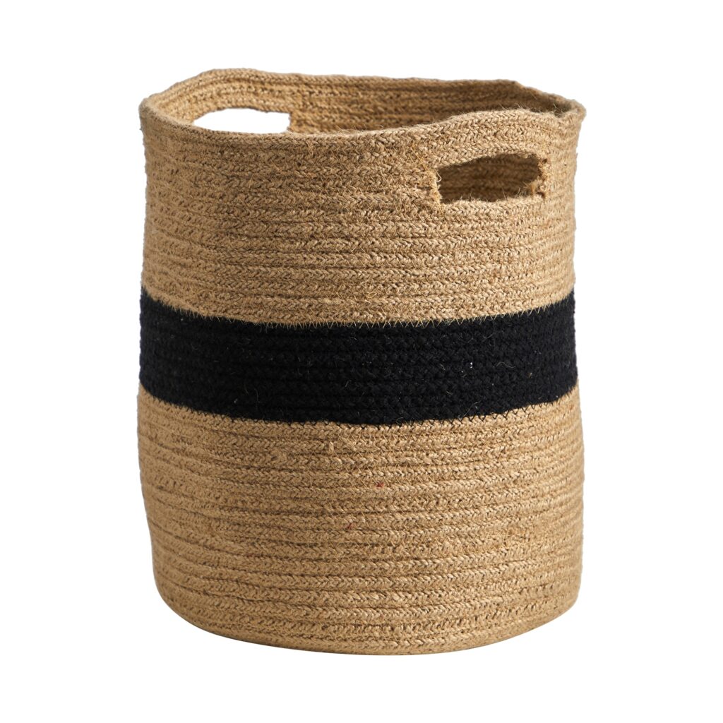 Handmade Natural Cotton Basket 13.5 Inch Rustic Planter Boho Minimalist Decor
