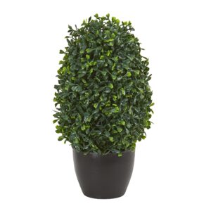 13 Inch Boxwood Topiary Plant UV Resistant Indoor Outdoor Artificial Tree
