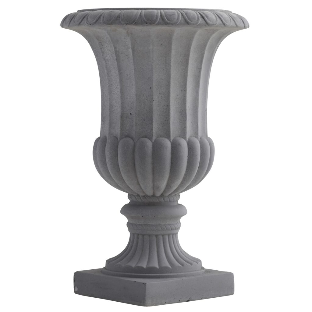 16.5 Inch Decorative Gray Urn Indoor Outdoor Classic Style Floral Accent