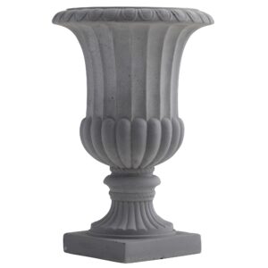 16.5 Inch Decorative Gray Urn Indoor Outdoor Classic Style Floral Accent