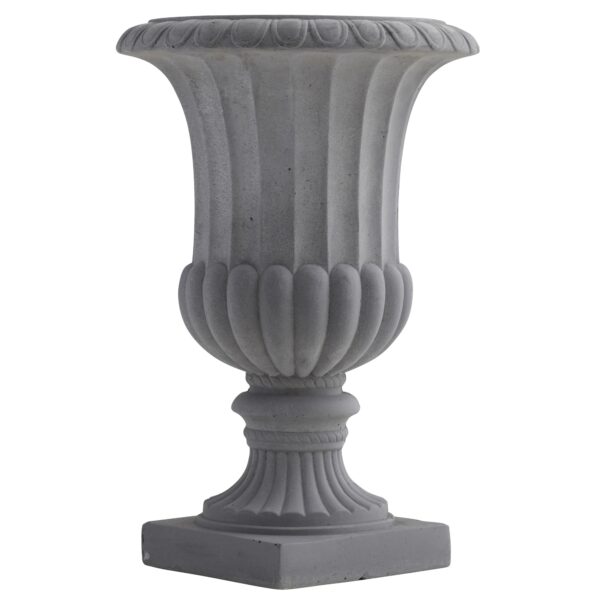 16.5 Inch Decorative Gray Urn Indoor Outdoor Classic Style Floral Accent