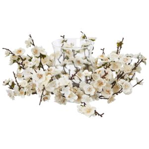 16 Inch Plum Blossom Candle Holder Artificial Floral Decor 16x16x6.5 In