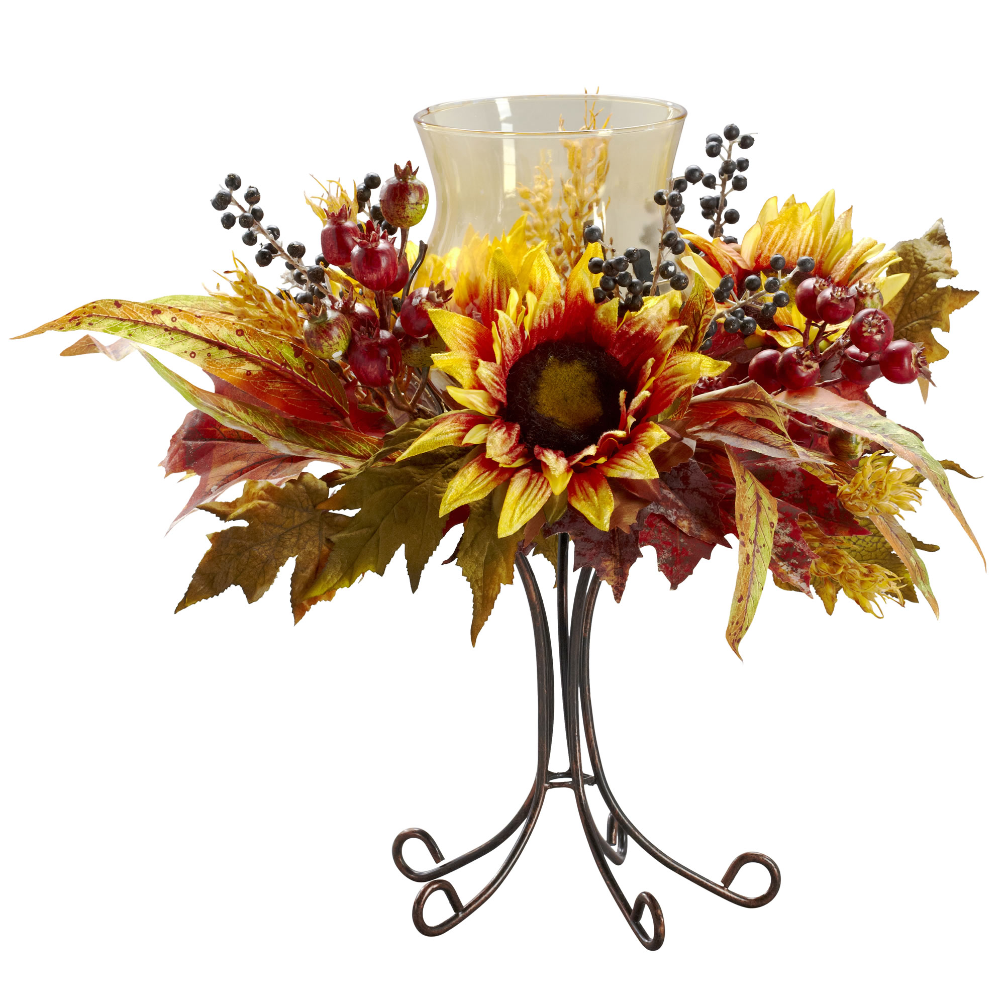 16 Inch Sunflower Candelabrum Metal Stand Decorative Centerpiece Gift