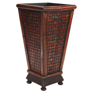 17.5 Inch Designer Decorative Bamboo Planter Multicolor Cross Thatching