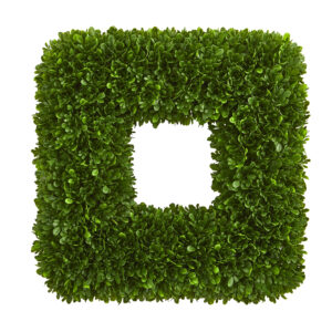 17 Inch Tea Leaf Square Wreath UV Resistant Indoor Outdoor Decor