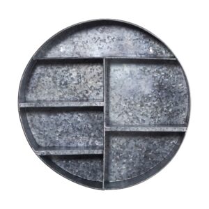 18 Inch Galvanized Circular Metal Wall Mounted Shelf Industrial Style 4 Shelves
