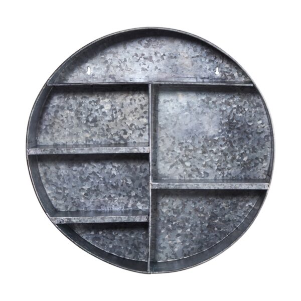 18 Inch Galvanized Circular Metal Wall Mounted Shelf Industrial Style 4 Shelves