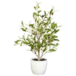 18 Inch Olive Tree With Vase Set of 2 Decorative Artificial Plants 10 Inch Wide