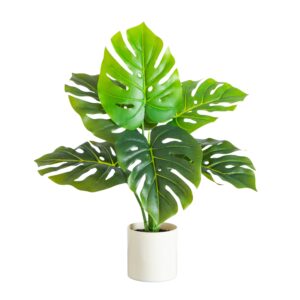 20 Inch Artificial Swiss Monstera Plant with Bendable Branches Plastic Planter