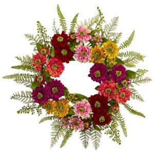 20 Inch Mixed Flower Wreath Purple Red Autumnal Summer Door Decoration