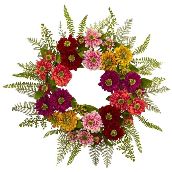 20 Inch Mixed Flower Wreath Purple Red Autumnal Summer Door Decoration