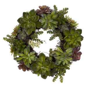 20 Inch Succulent Wreath White Magnolia Greens Wall Decor Gift