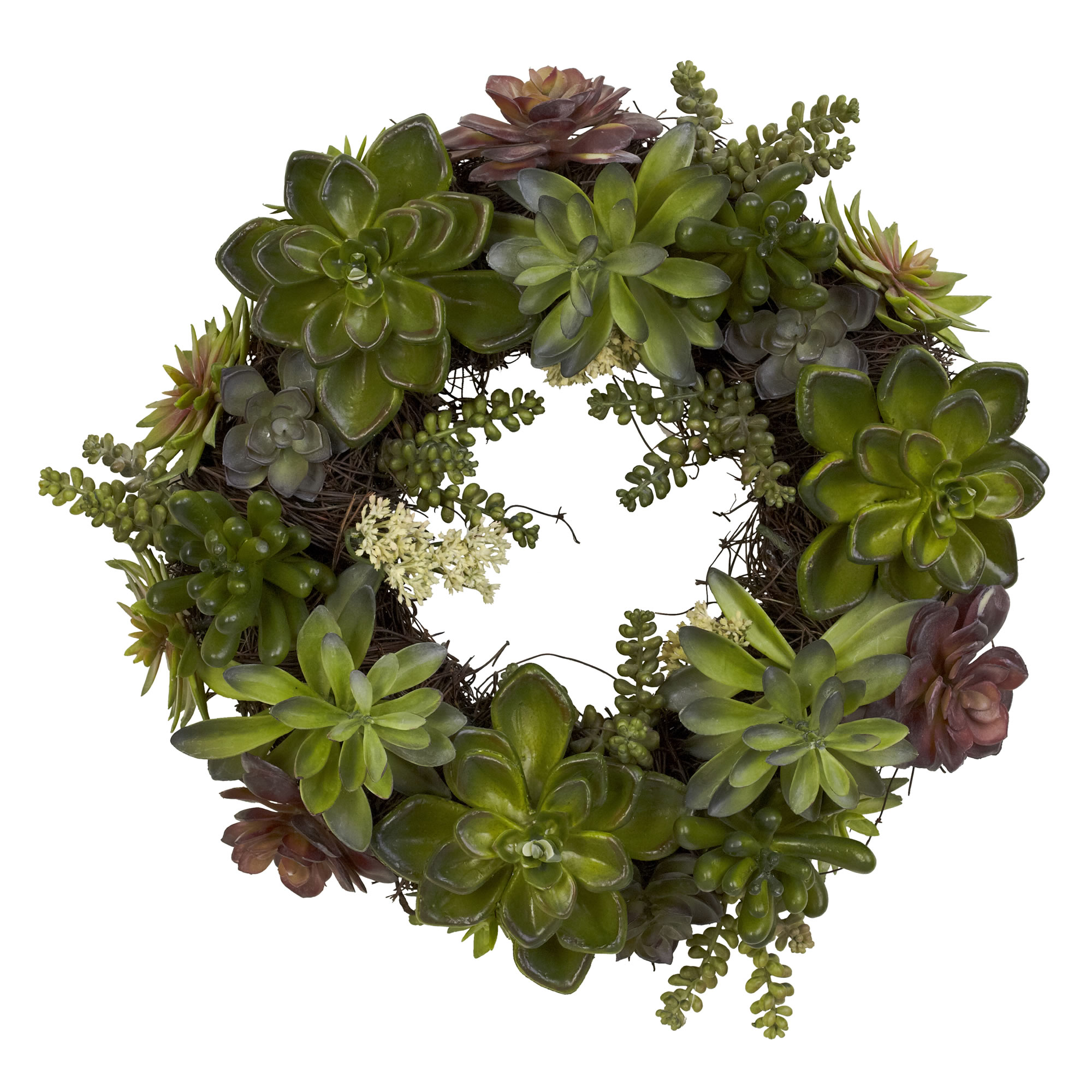 20 Inch Succulent Wreath White Magnolia Greens Wall Decor Gift