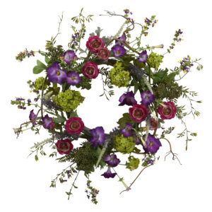 20 Inch Veranda Garden Wreath Decorative Floral Mixed Blooms Home Decor