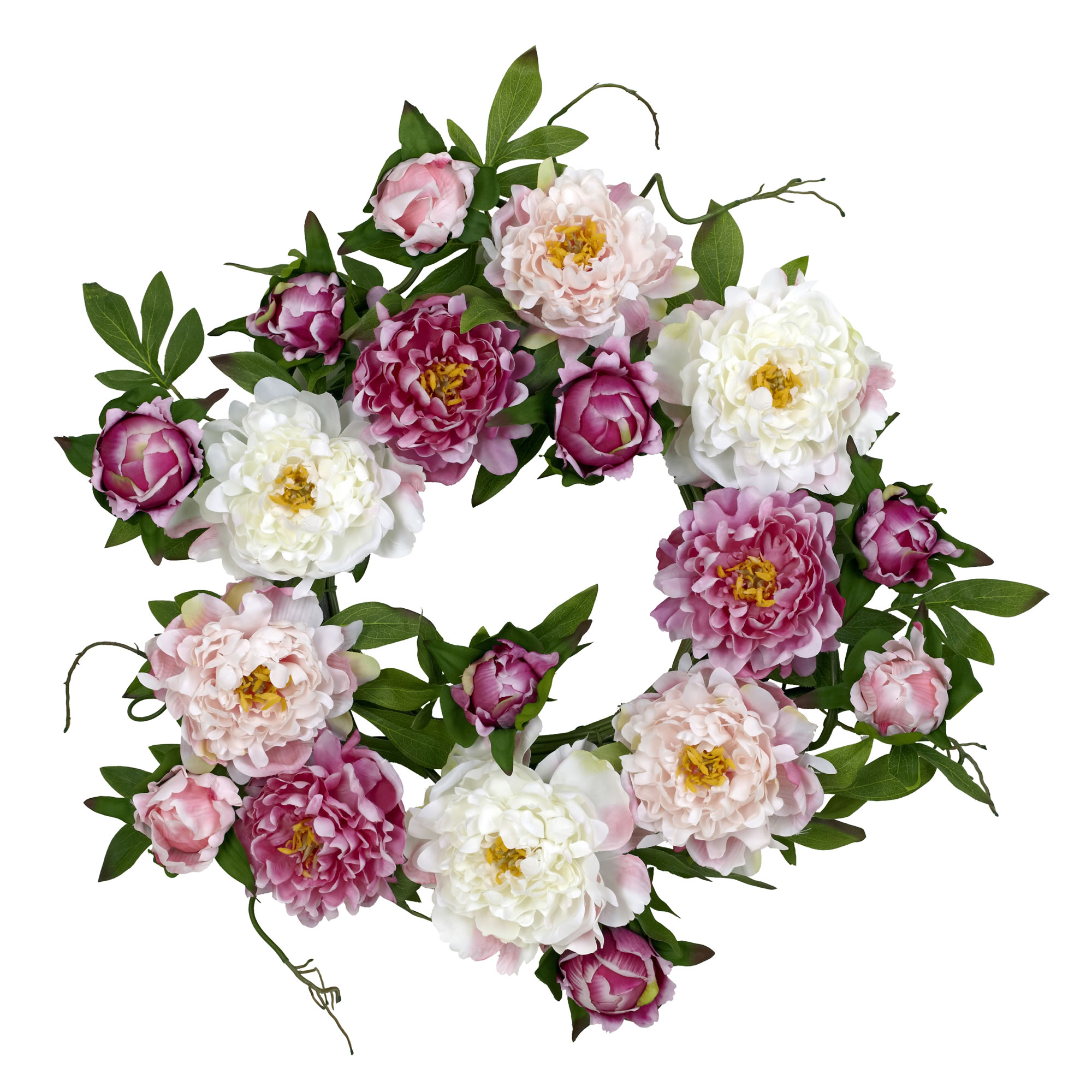 22 Inch Peony Wreath Vibrant Spring Colors Decorative Door Wall Accent