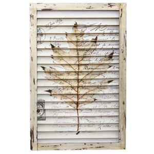 24 Inch Maple Leaf Window Shutter Wall Decor Rustic Textured Design