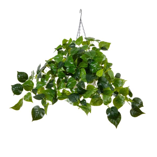 24 Inch Artificial Philo Hanging Basket UV Resistant Warm White LED Lights