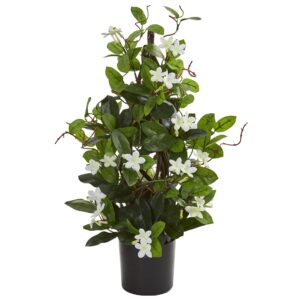 Stephanotis Artificial Climbing Plant 24 Inch Realistic Green Leaves White