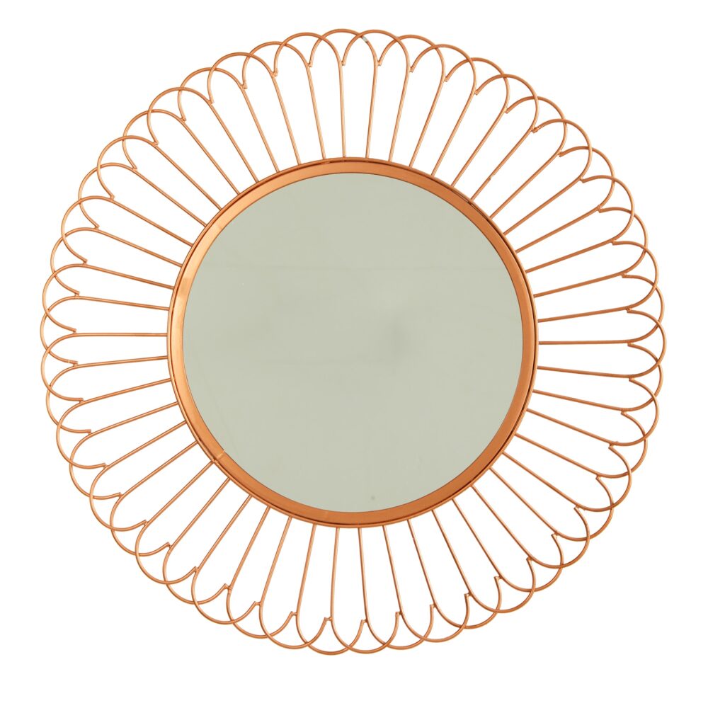 28 Starburst Mirror Wall Decor Brass Finish Metal Loop Centered Reflective