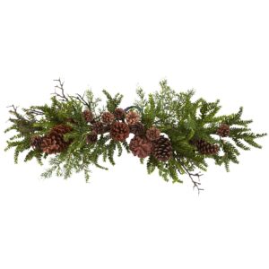 30 Inch Pine and Pine Cone Swag Autumn Greenery Wall Decoration