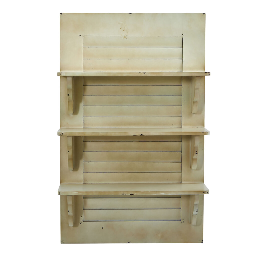 Vintage Window Shutter Shelf Unit 31.75 Inch Light Bleached Wood Wall Decor