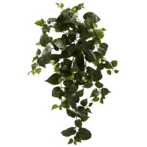 34 Inch Philo Hanging Artificial Plant Set of 3 Dark Green Leaves Foliage Decor