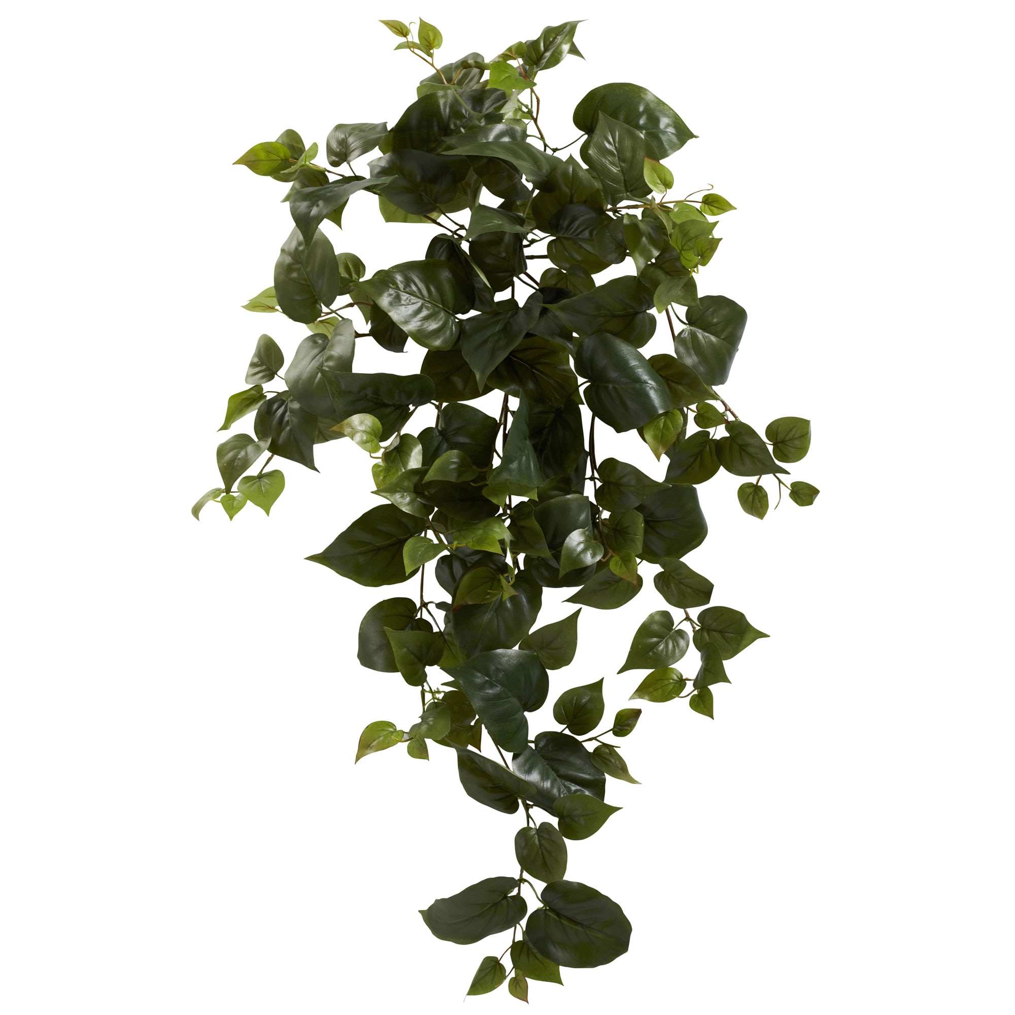 34 Inch Philo Hanging Artificial Plant Set of 3 Dark Green Leaves Foliage Decor