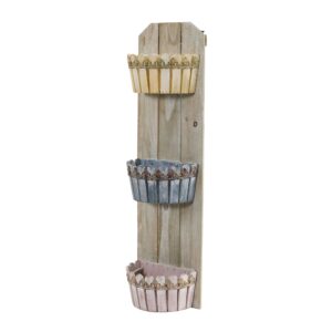 35 Inch Triple Wall Planter Vertical Rustic Three Basket Plant Holder