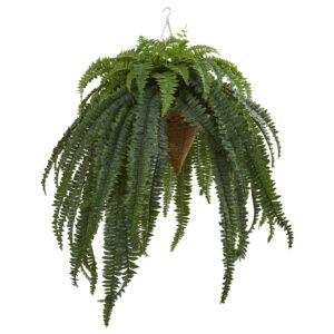 50 Inch Giant Boston Fern Artificial Plant Hanging Cone Realistic Fronds