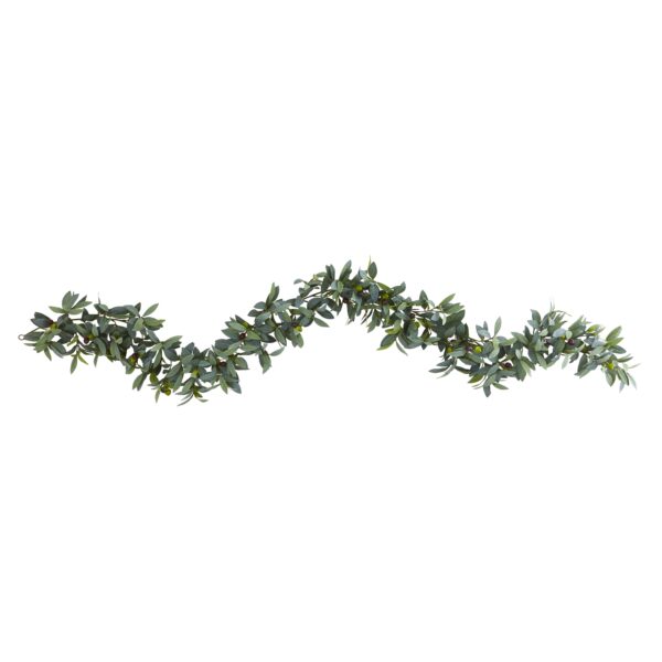 6.5 Ft Olive Artificial Garland Faux Leaves Green Kitchen Décor