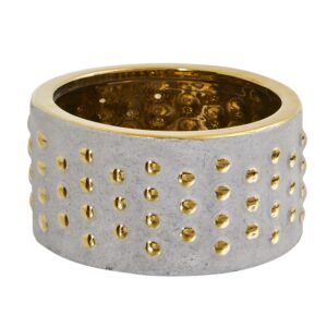 6.75 Inch Regal Stone Hobnail Planter Gold Accents Ceramic Bowl Small