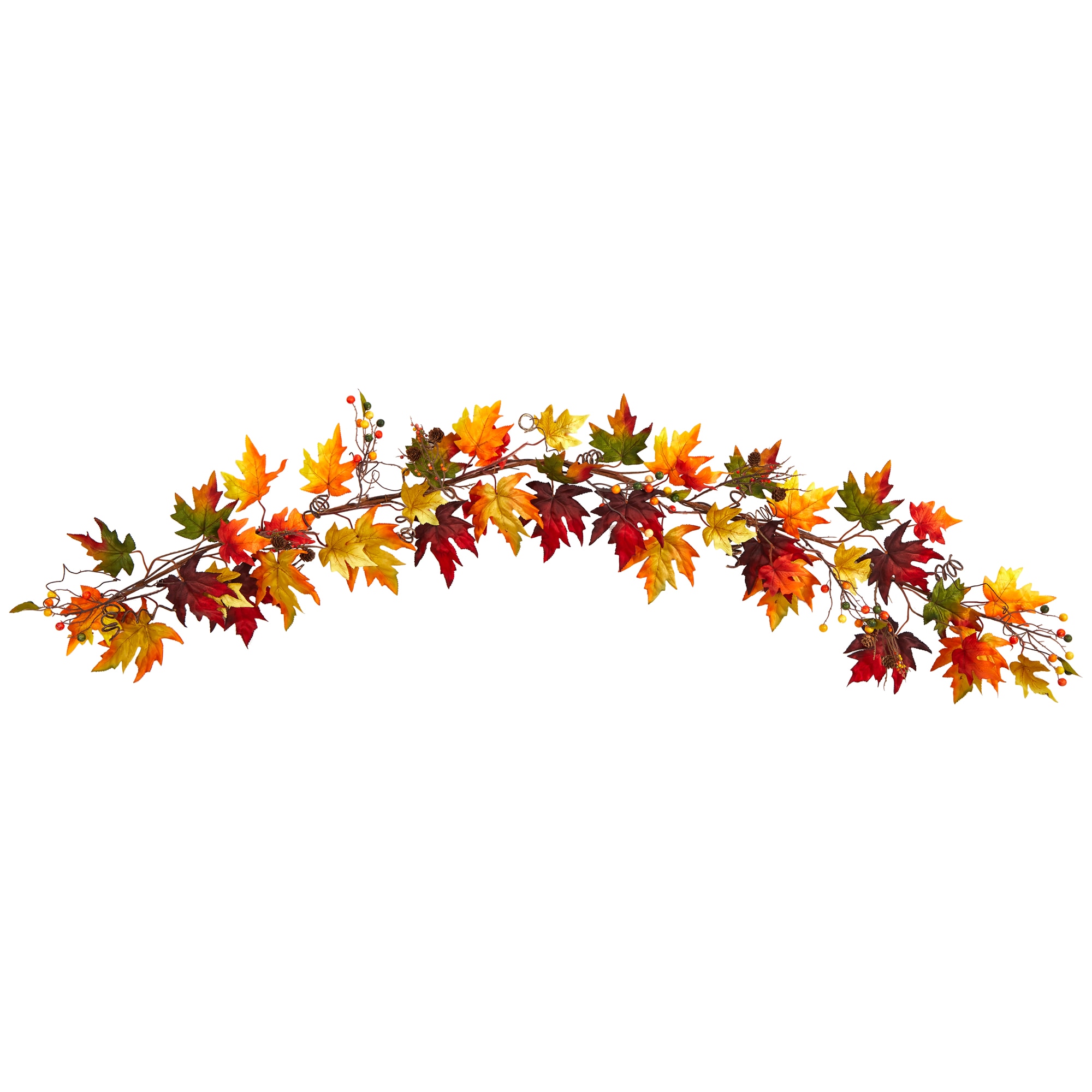 6 Foot Autumn Maple Leaf Berry Fall Garland Artificial Pinecones Decor
