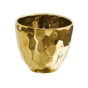6 Inch Designer Gold Vase Decorative Bowl Modern Hollywood Glam Flower Pot