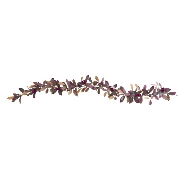 6 Foot Fall Laurel Leaf Garland with Berries Set of 2 Silk Artificial Decor