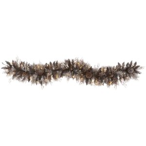 6 Ft Flocked Christmas Garland with 50 LED Lights 120 Tips Pine Cones Winter