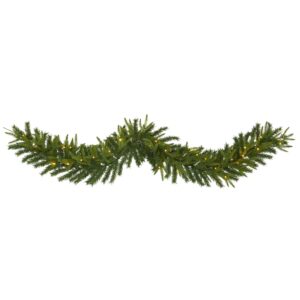 6 Foot Green Pine Christmas Garland with 35 LED Lights Traditional Holiday Decor