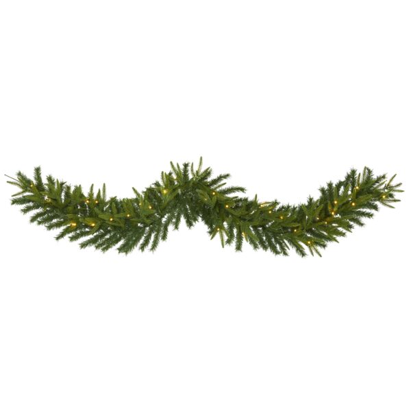 6 Foot Green Pine Christmas Garland with 35 LED Lights Traditional Holiday Decor