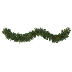 6 Foot Mixed Pine Pinecone Garland with 35 Clear LED Lights Seasonal Decor