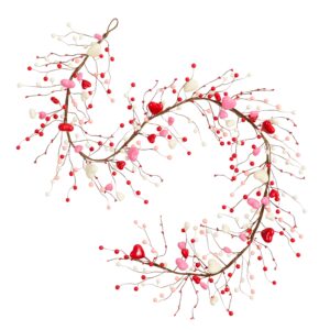 6 Ft Valentine Artificial Garland with Heart Ornaments Red Pink Decor