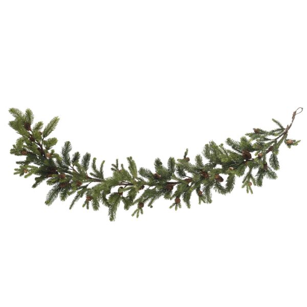60 Inch Pine and Pinecone Garland Faux Greenery Holiday Decor Traditional Style