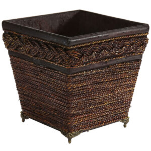 7.25 Inch Lacquered Coiled Rope Decorative Planter Vase with Legs