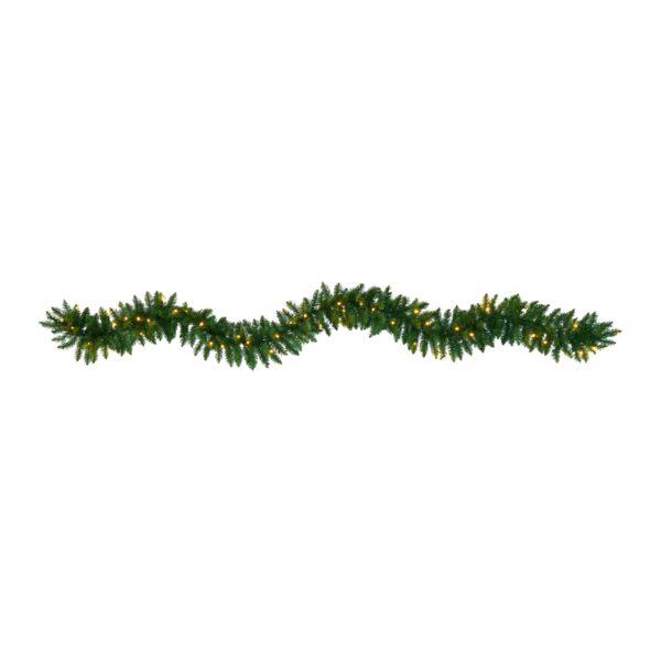 9 Foot Christmas Artificial Garland with 50 Clear LED Lights Battery Operated