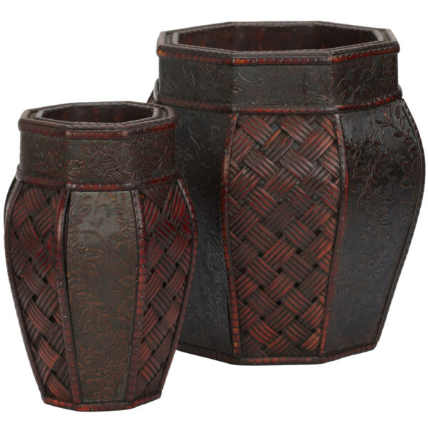 Design Weave Panel Decorative Planters Set of 2 Different Sizes Patterned Vases