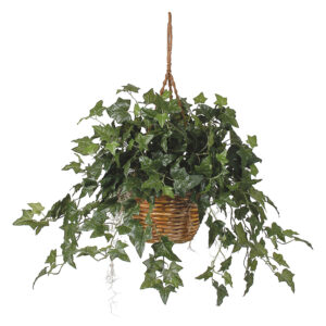 English Ivy Hanging Basket Silk Plant Variegated Green 26 Inch Decor
