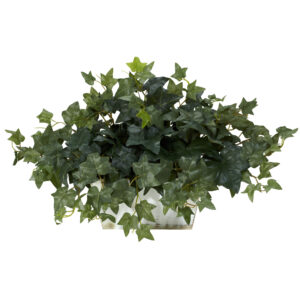 Ivy Silk Plant With Whitewash Planter 14 Inch Indoor Faux Greenery Decor