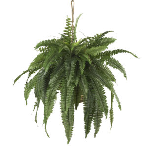 Large Boston Fern Hanging Basket Artificial Indoor Outdoor Decor 32 Inch